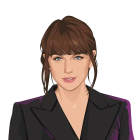 Modern Pop Icon Stylized Clipart Portrait with Elegant Black Blazer