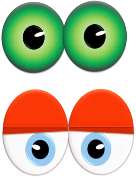Playful Cartoon Eyes Clipart - Green and Blue Expressive Graphic Design Elements
