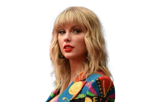 Radiant Pop Icon Taylor Swift Stylized Clipart Portrait with Colorful Flair