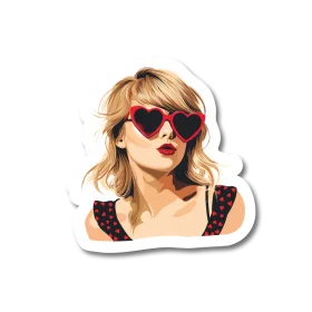 Retro Chic Taylor Swift Stylized Pop Art Clipart Illustration