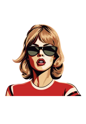Retro Pop Art Style Taylor Swift Graphic Clipart Design with Sunglasses