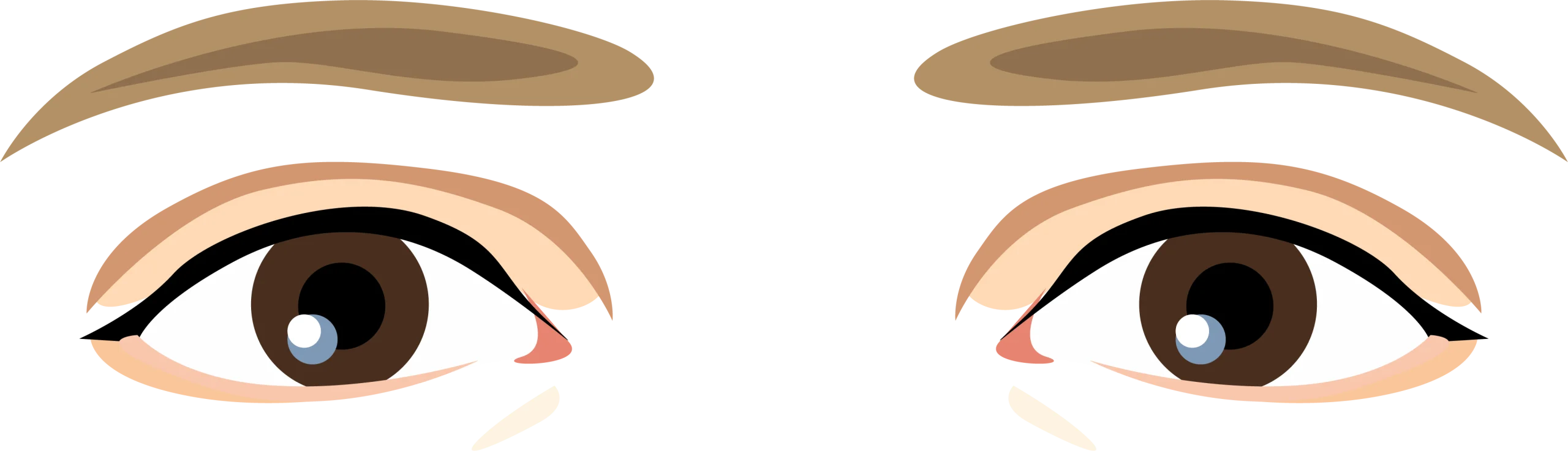 Soft Brown Eyes Clipart Illustration with Expressive Eyebrows and Gentle Gaze