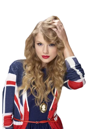Stylish Pop Star Clipart Featuring Blonde Curls and Union Jack Fashion