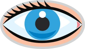 Stylized Human Eye Clipart with Bold Blue Iris and Dramatic Eyelashes