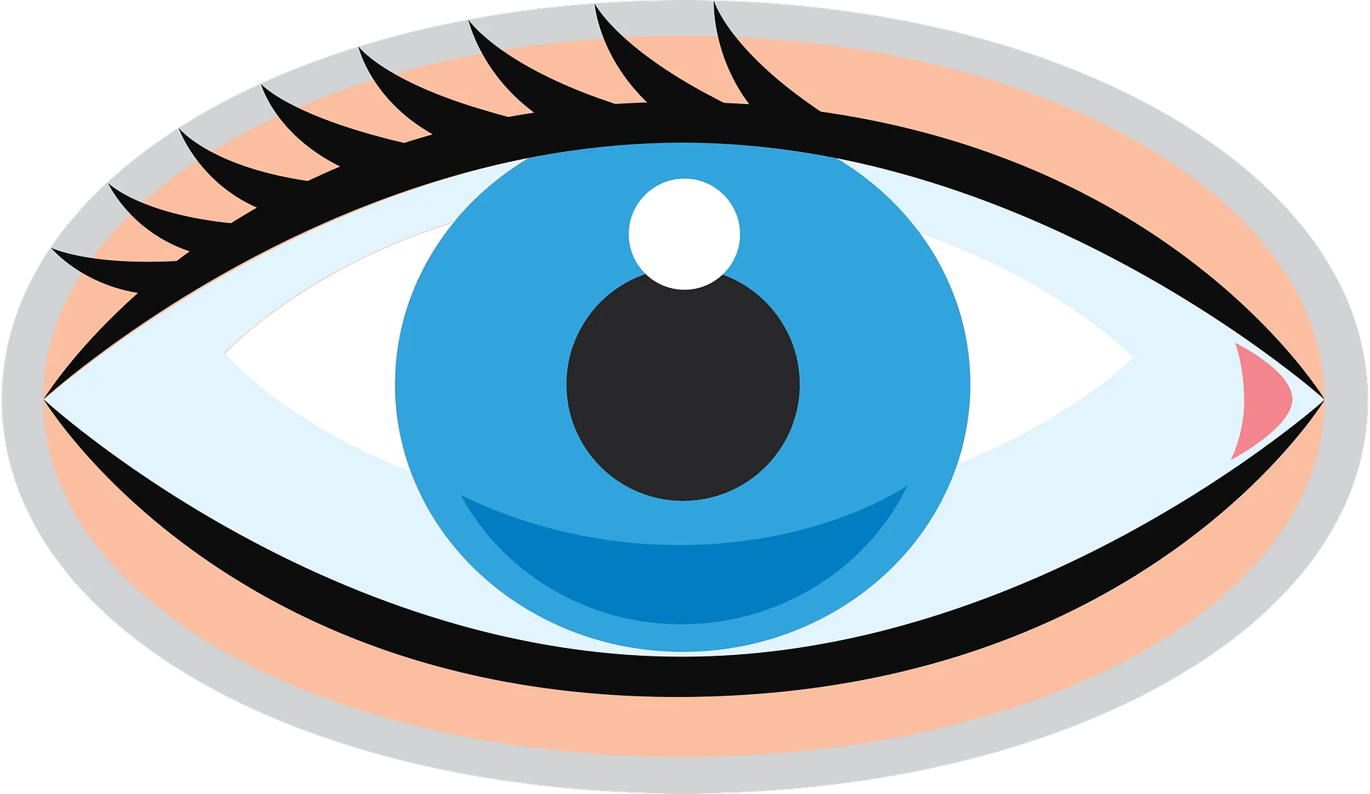 Stylized Human Eye Clipart with Bold Blue Iris and Dramatic Eyelashes