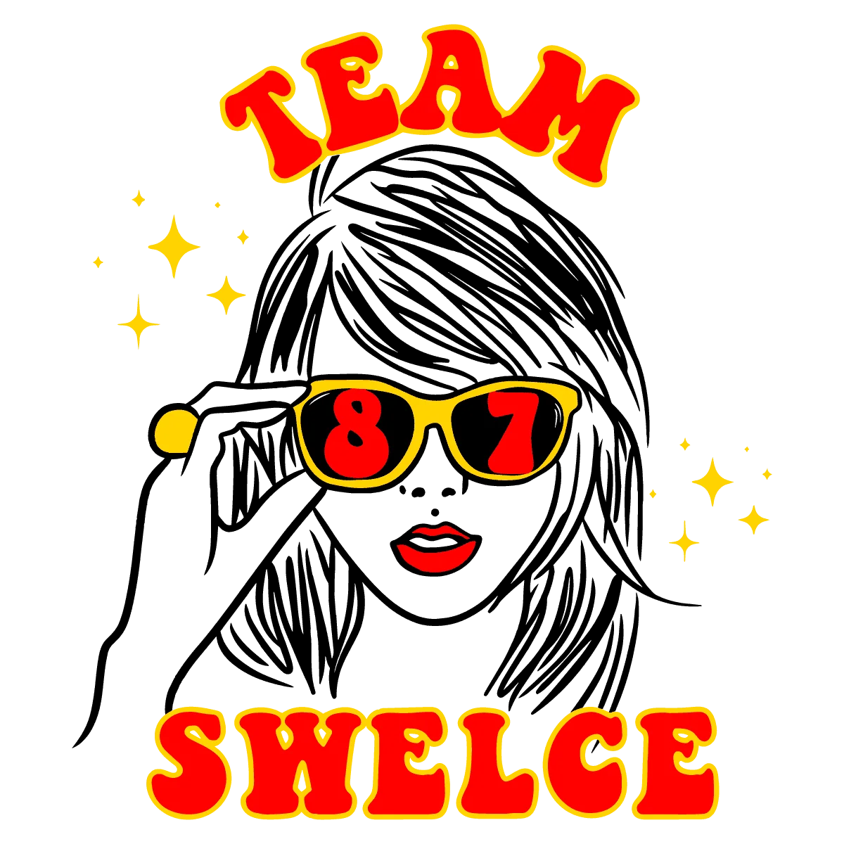 Team Swelce: Taylor Swift Pop Art Style Animated Clipart Illustration