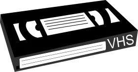 Classic Black and White VHS Videotape Retro Clipart Design Element