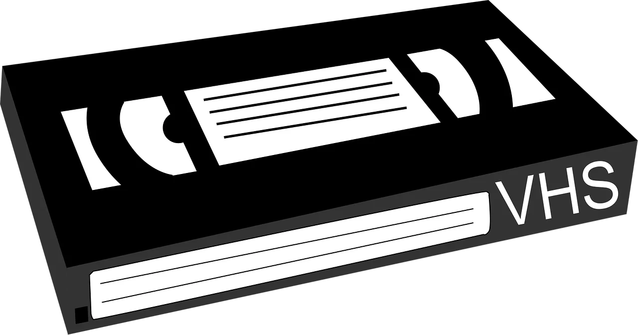 Classic Black and White VHS Videotape Retro Clipart Design Element