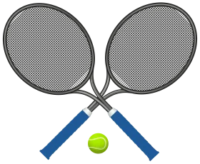 Crossed Tennis Rackets and Bright Green Ball Minimalist Clipart Design