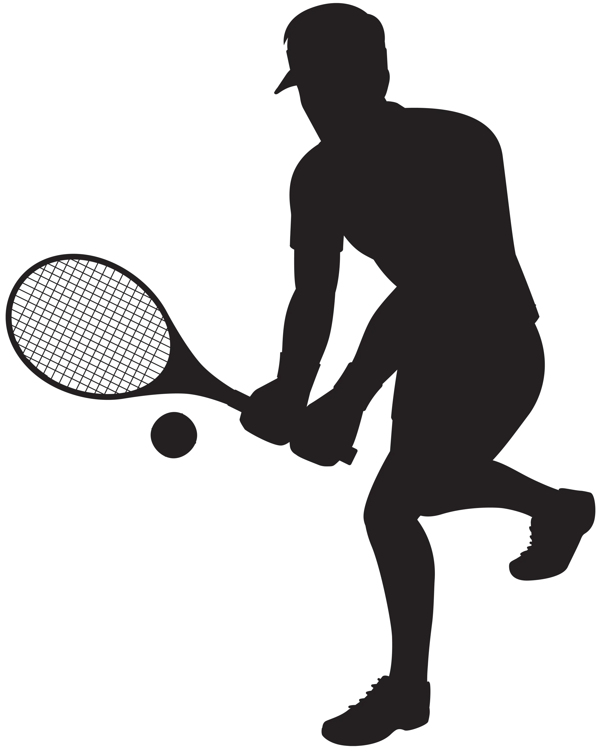 Dynamic Silhouette of Tennis Player Performing Precise Racket Stroke Clipart