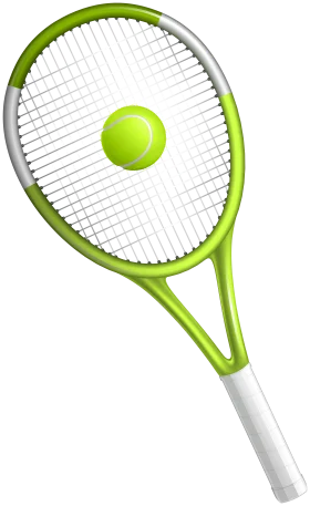 Elegant Tennis Racket and Bright Neon Green Ball Clipart Illustration