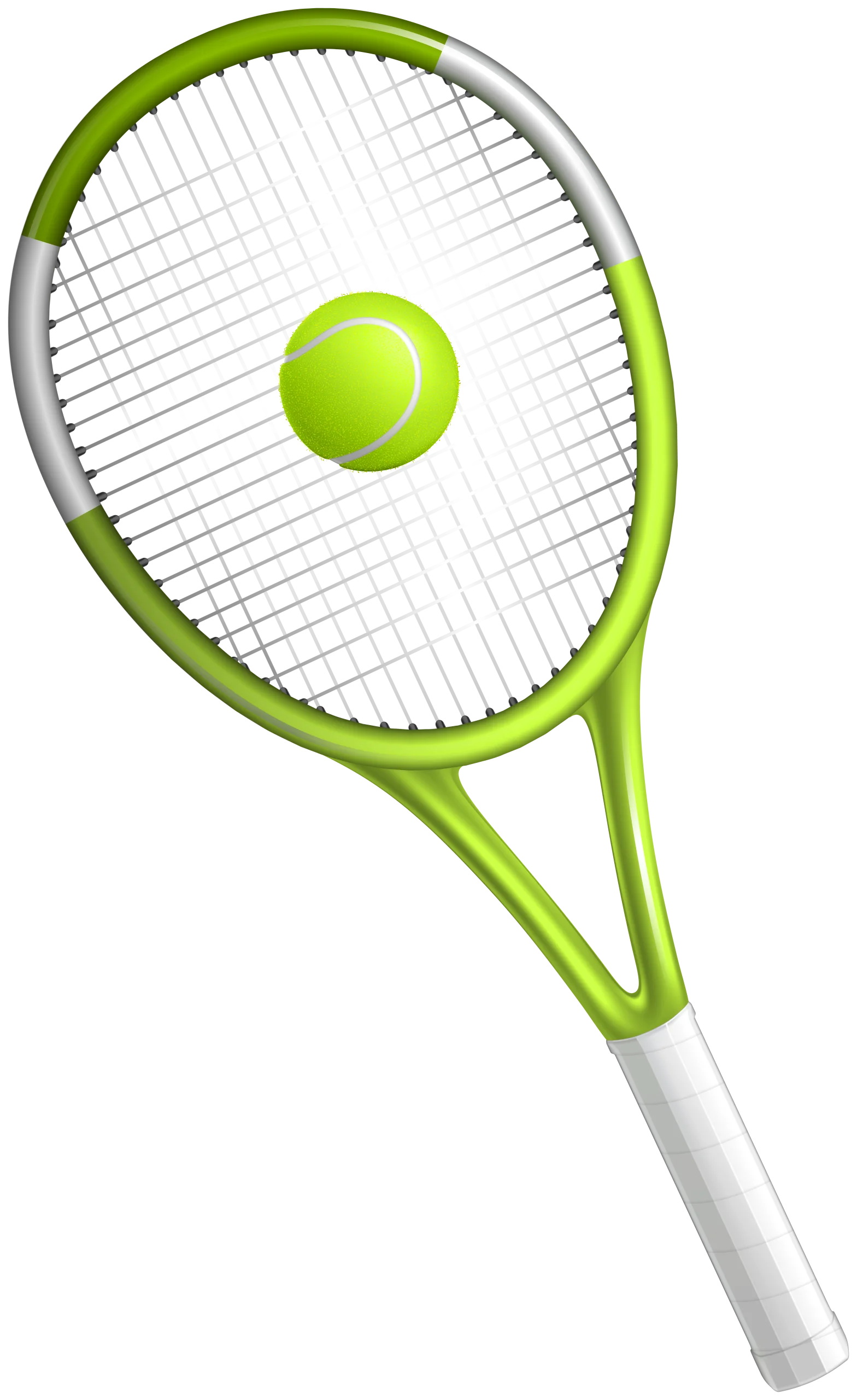 Elegant Tennis Racket and Bright Neon Green Ball Clipart Illustration