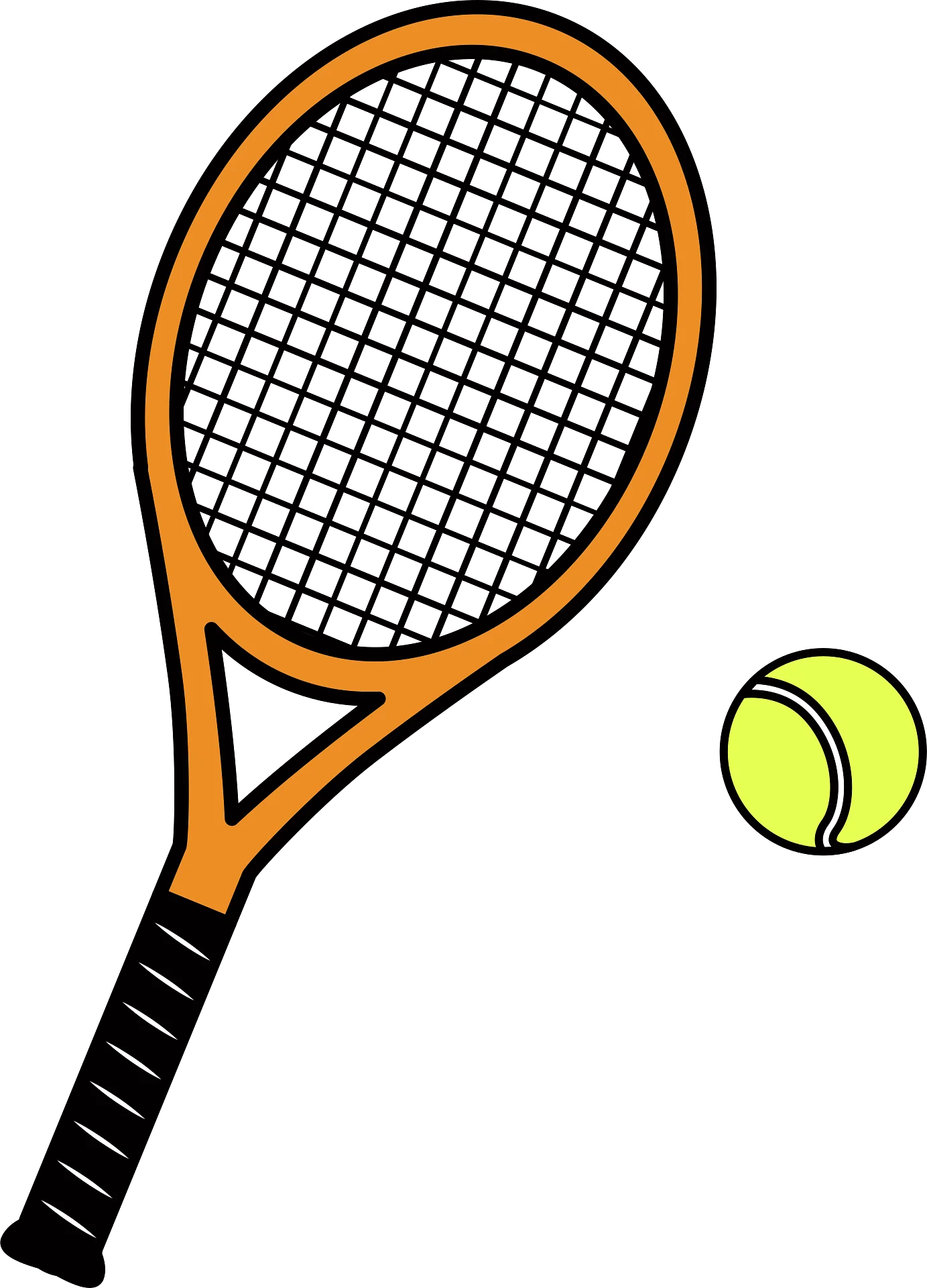 Energetic Tennis Racket and Ball Clipart: Sporty Graphic Design Element