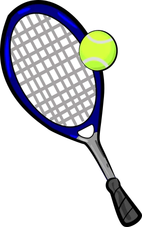 Stylish Blue and Gray Tennis Racket with Neon Green Ball Clipart Design