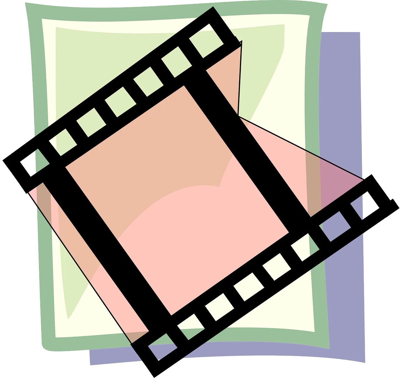 Vintage Film Strip Clipart Design with Pastel Geometric Background