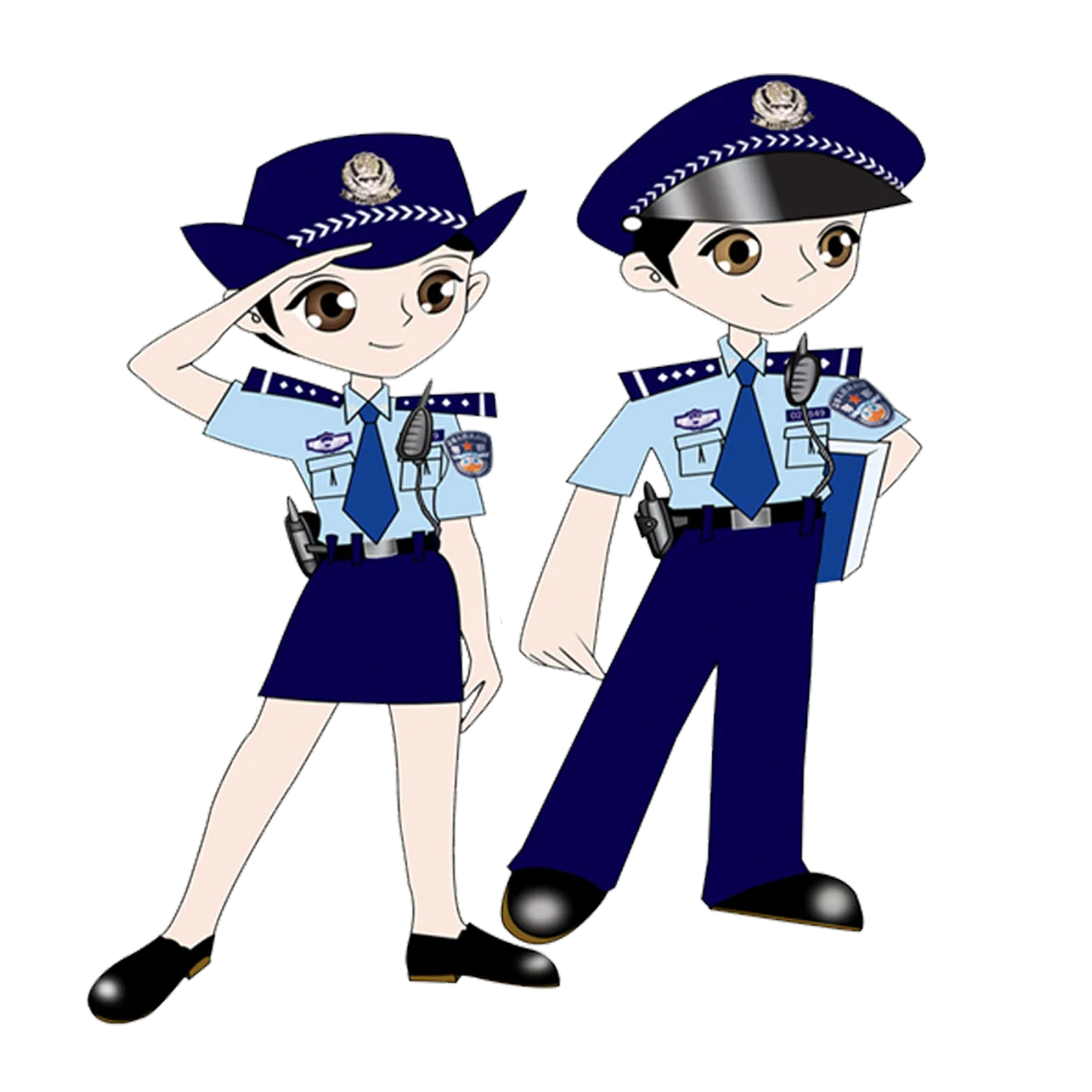 Adorable Cartoon Police Officers Clipart - Charming Law Enforcement Duo