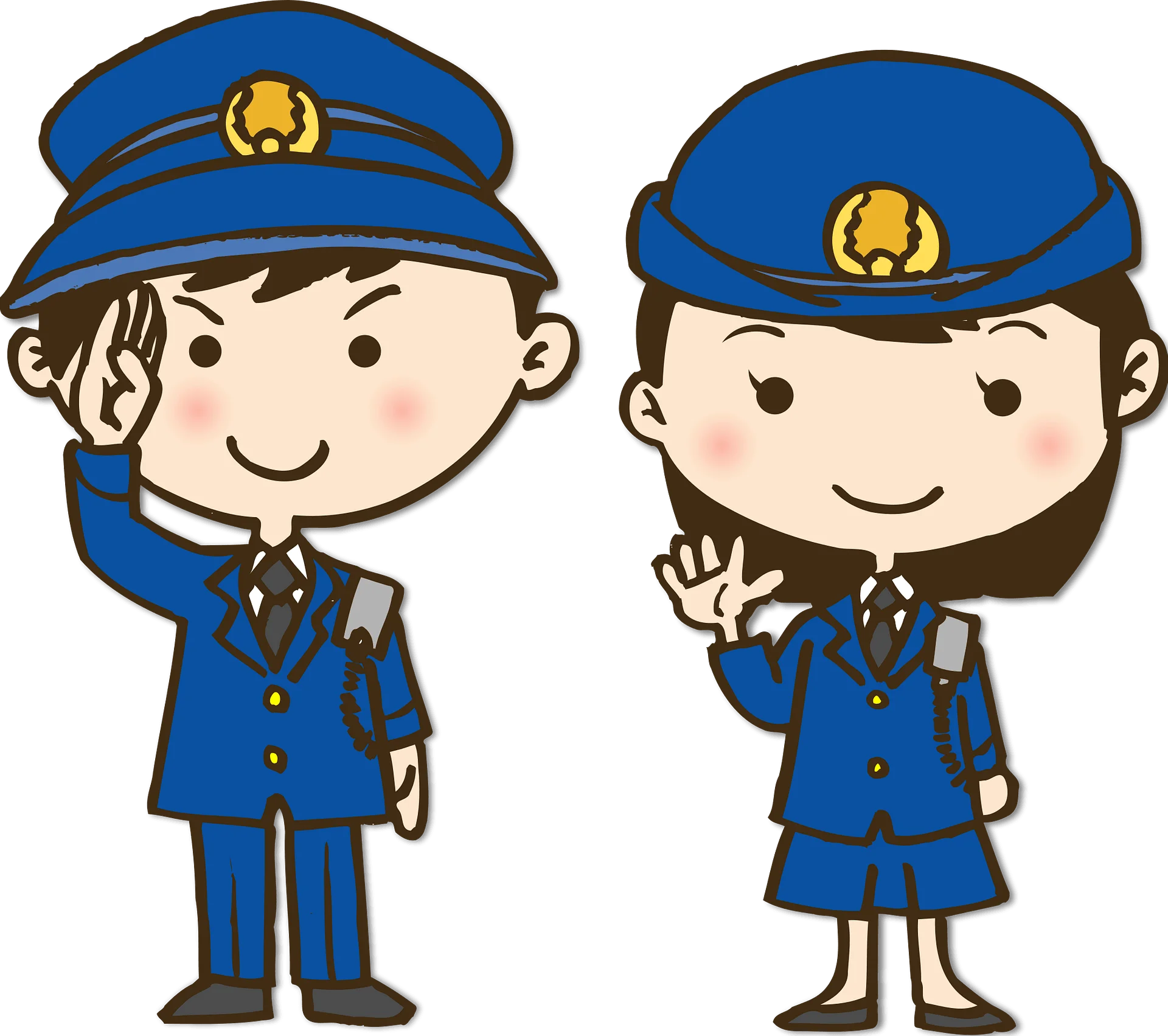 Adorable Police Officers Cartoon Clipart: Friendly Law Enforcement Illustration