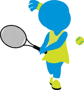 Blue and Yellow Cartoon Tennis Player Clipart - Dynamic Sports Illustration