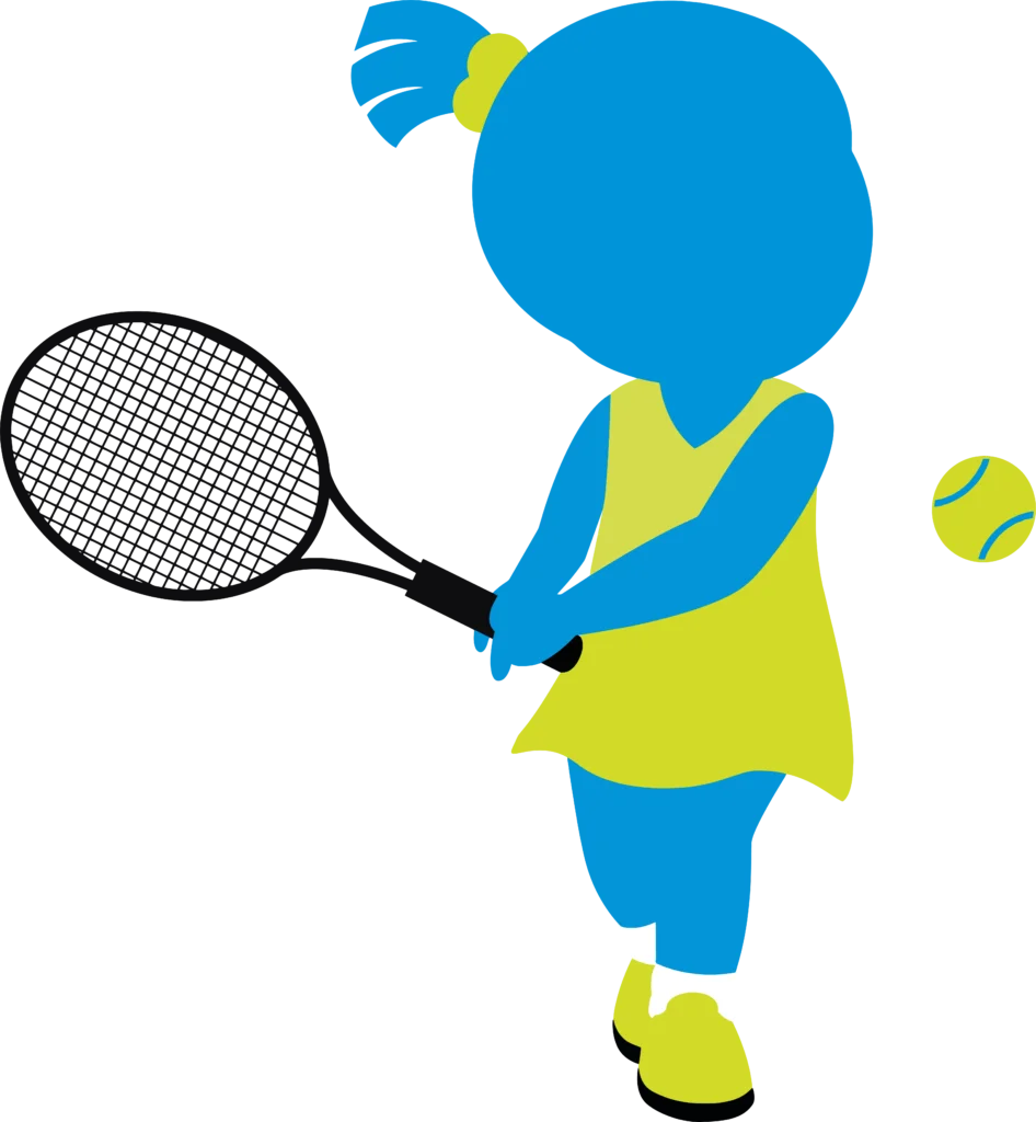 Blue and Yellow Cartoon Tennis Player Clipart - Dynamic Sports Illustration