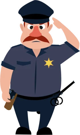 Cartoon Police Officer Clipart: A Stylized Law Enforcement Character with Bold Features