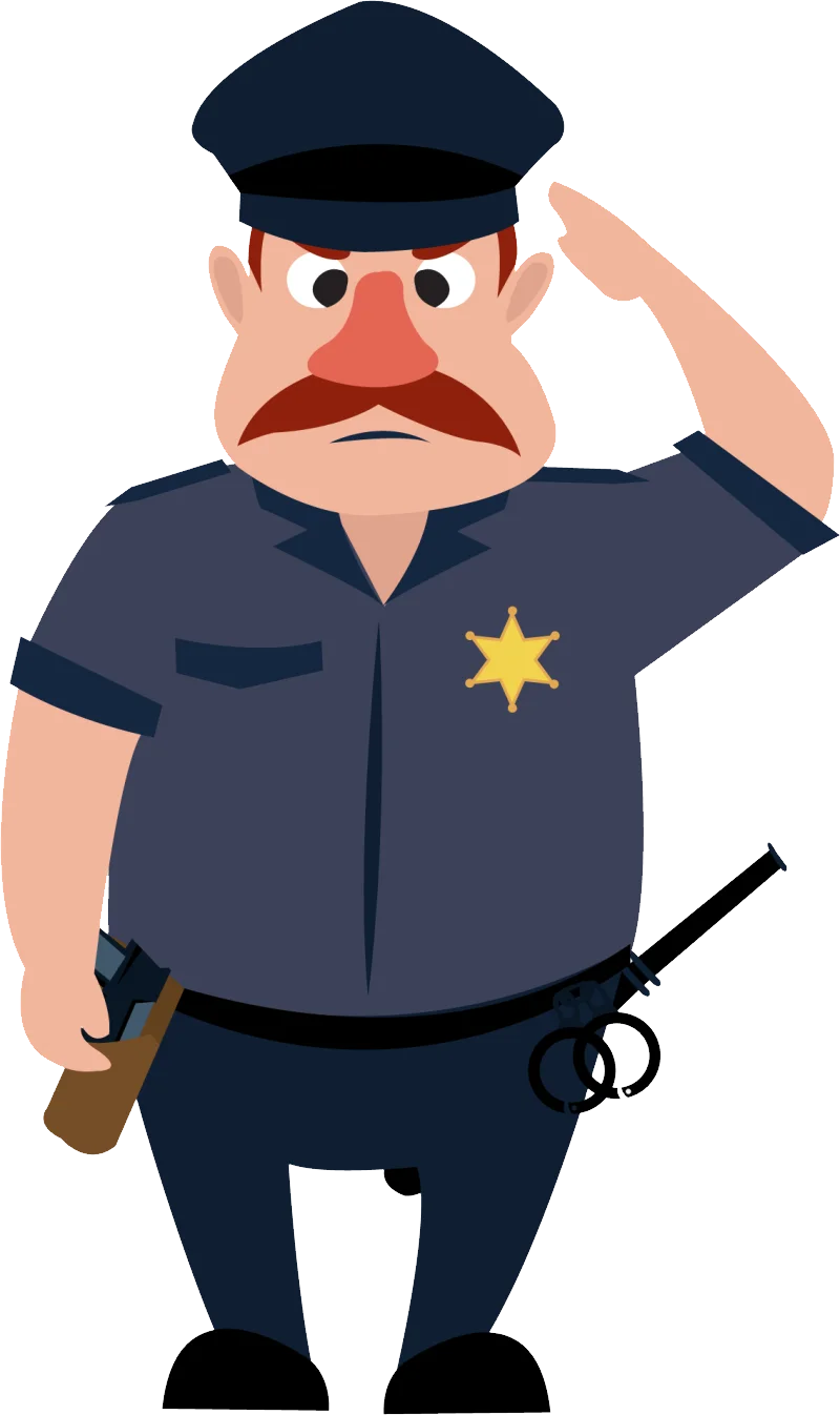 Cartoon Police Officer Clipart: A Stylized Law Enforcement Character with Bold Features