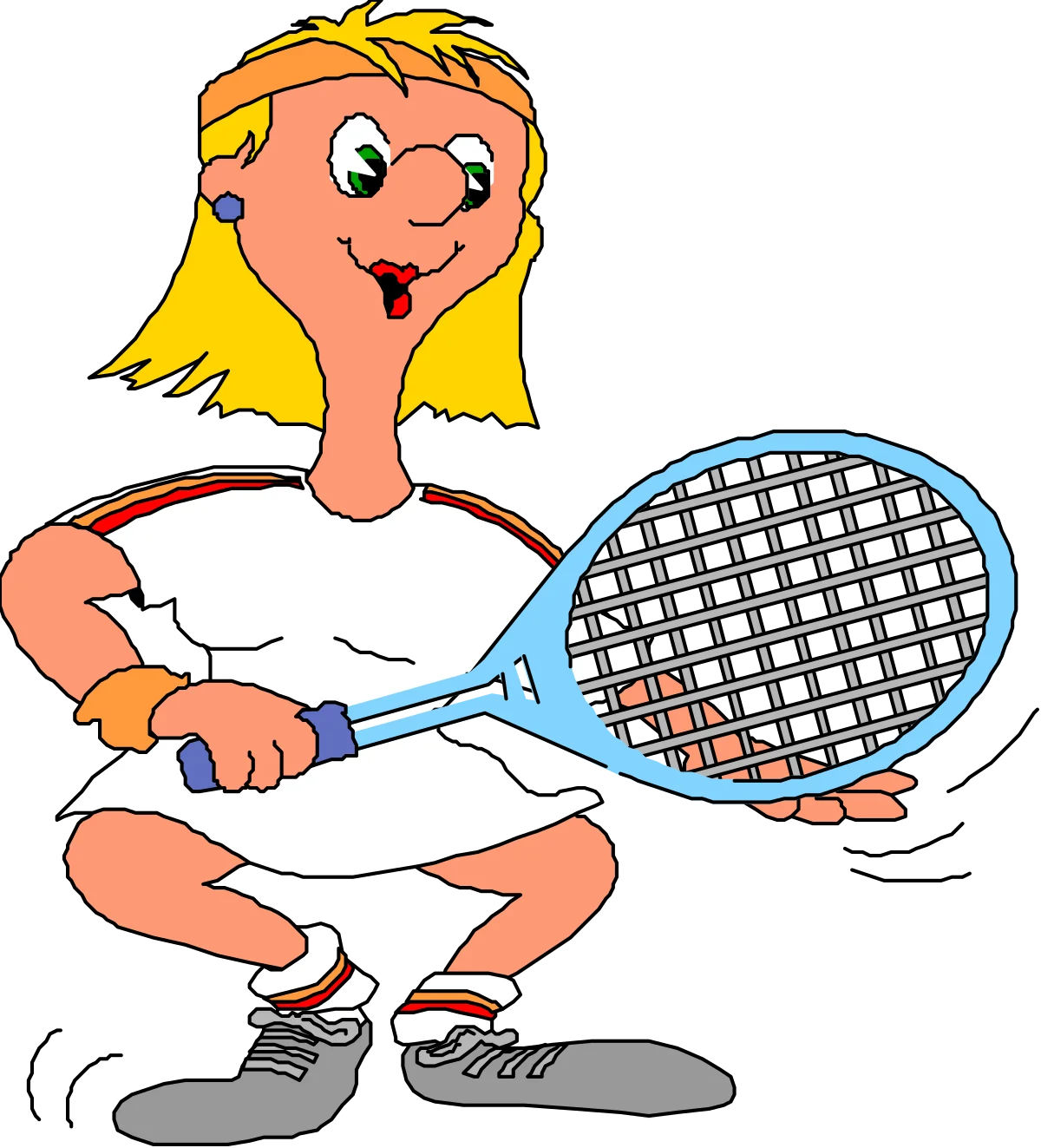 Cheerful Cartoon Tennis Player Girl Ready to Serve Colorful Clipart Illustration