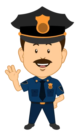 Cheerful Police Officer Cartoon Clipart: A Friendly Law Enforcement Character