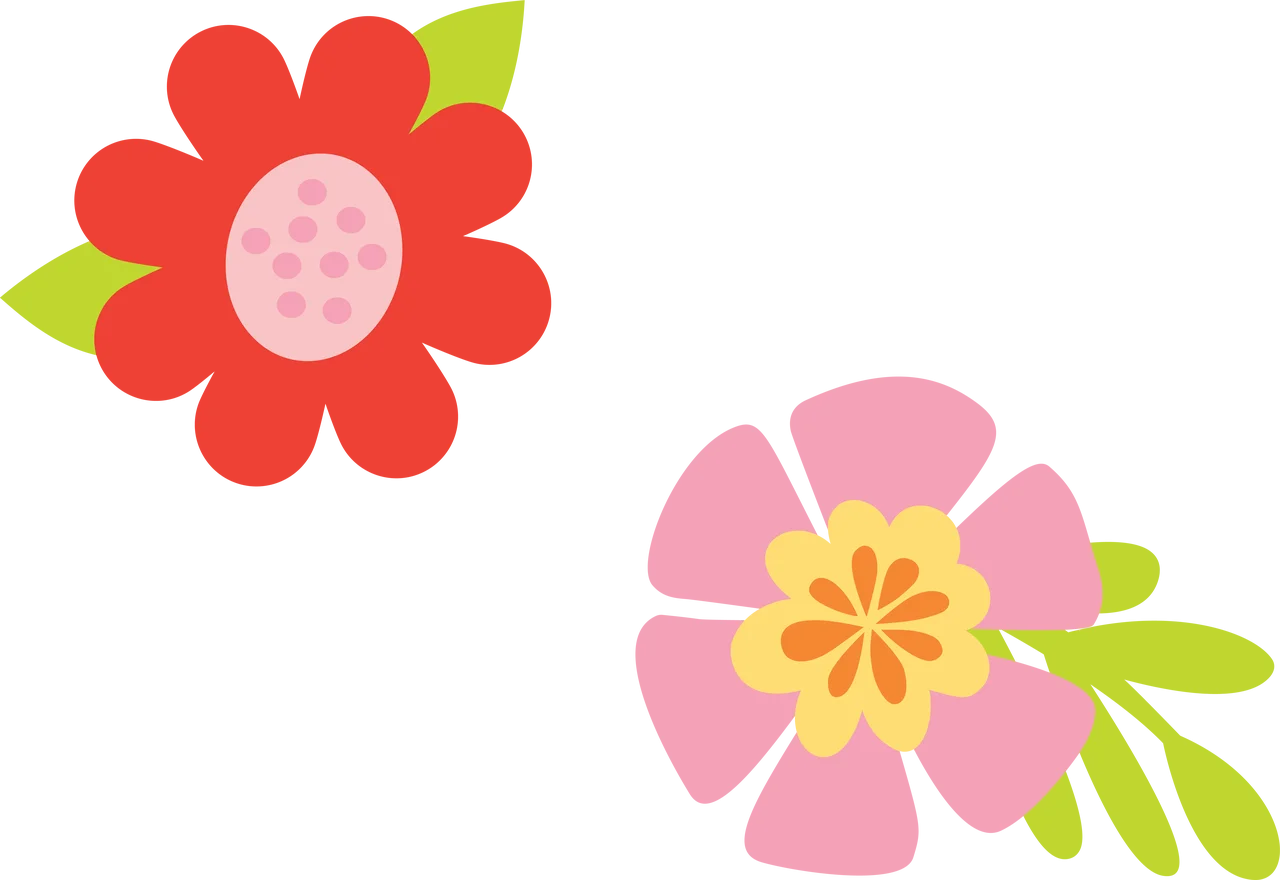 Cheerful Spring Blooms Clipart - Whimsical Floral Design for Crafts and Decoration