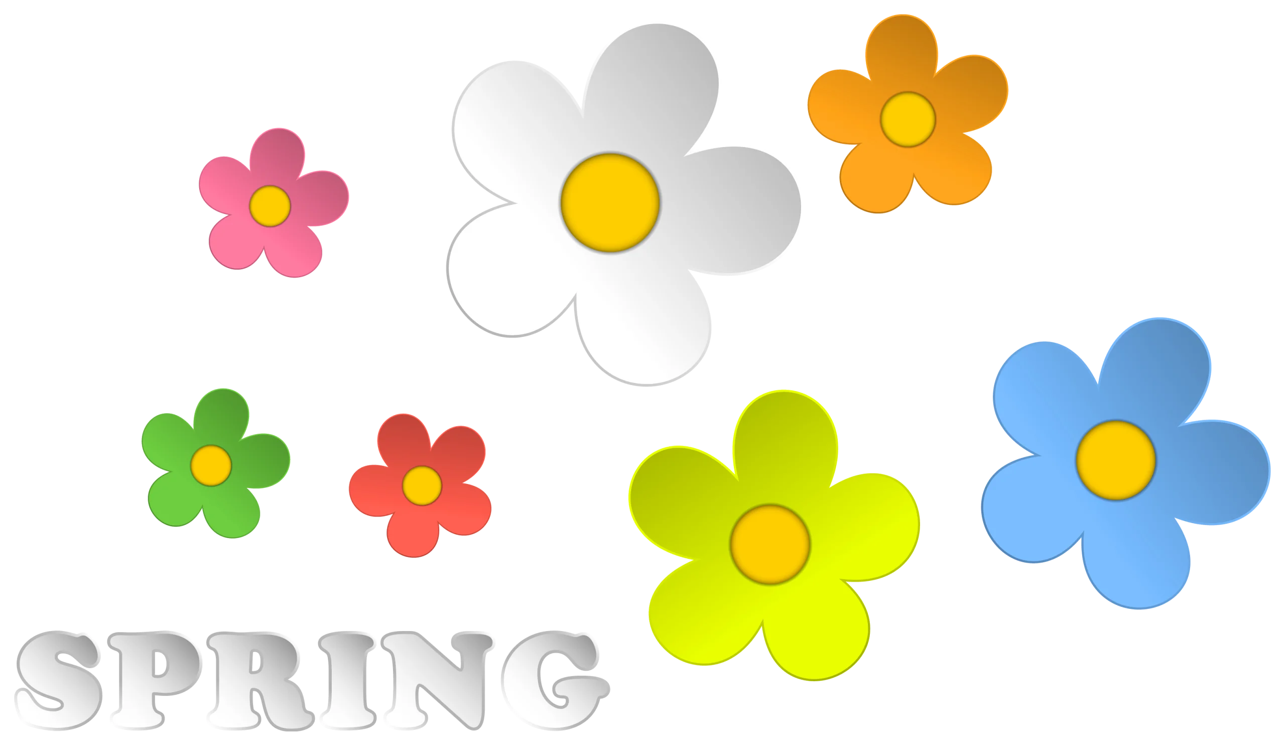 Cheerful Spring Blossoms Clipart Collection with Playful Floral Design Elements