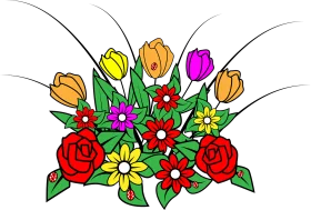 Cheerful Spring Flower Bouquet Clipart - Blossoming Garden Celebration