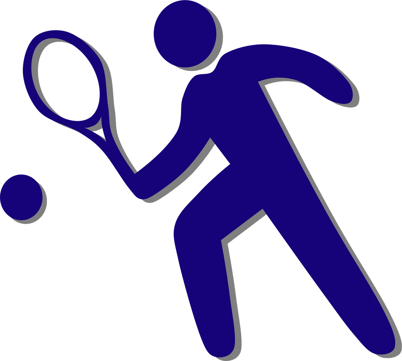 Dynamic Blue Silhouette Tennis Player Action Pose Clipart Graphic Design