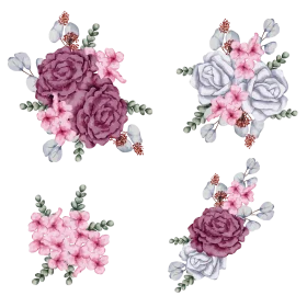 Elegant Watercolor Floral Composition Spring Clipart Collection with Soft Hues