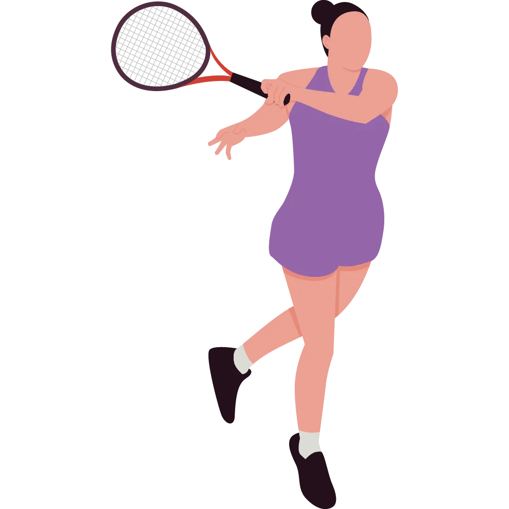 Female Tennis Player Silhouette in Elegant Purple Sportswear Clipart Illustration
