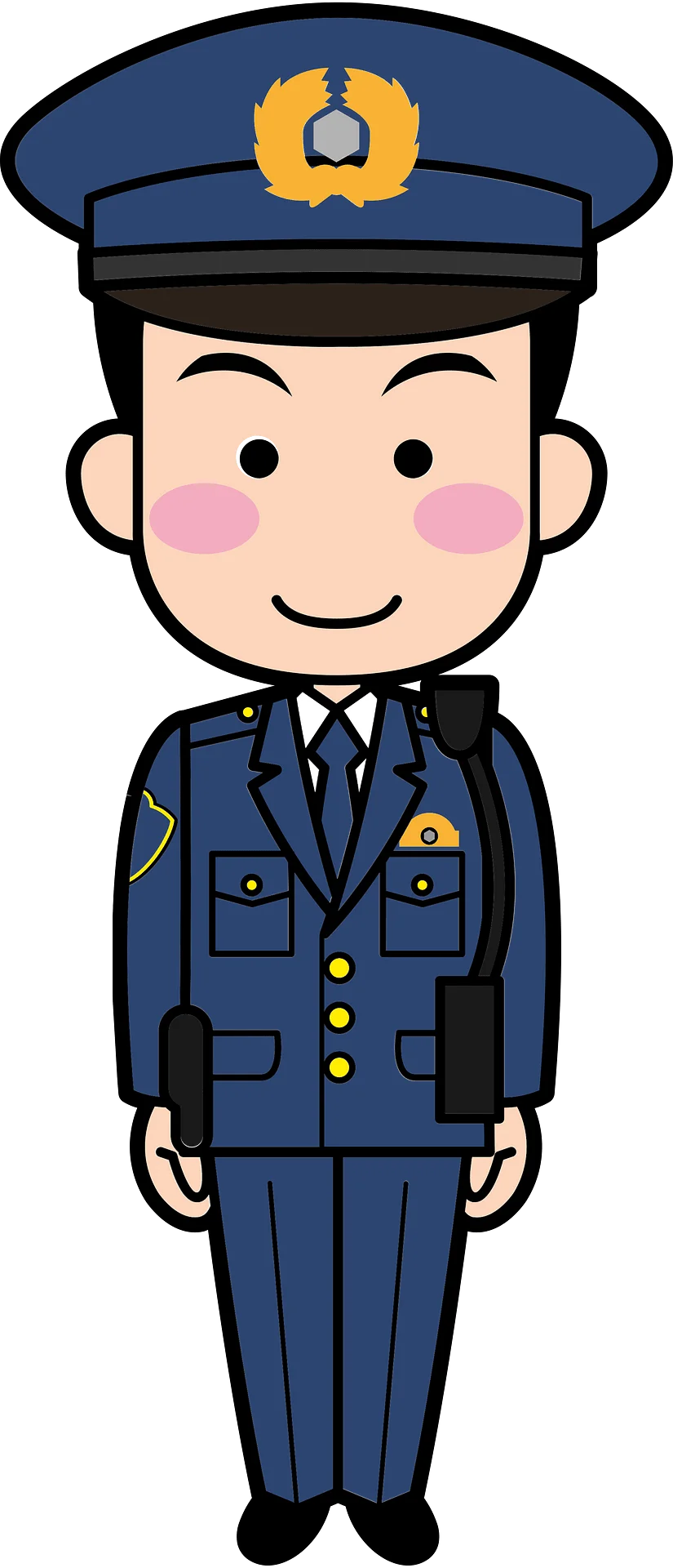 Friendly Cartoon Police Officer Clipart in Classic Blue Uniform Design