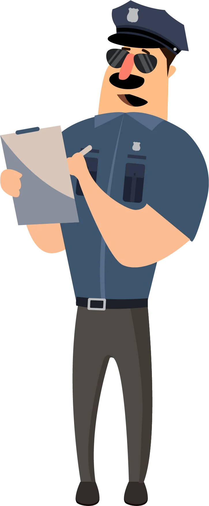 Friendly Cartoon Police Officer Writing Report Holding Clipboard Clipart