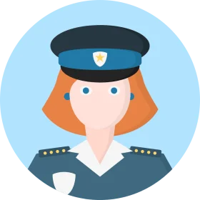 Friendly Female Police Officer Cartoon Clipart: Professional Law Enforcement Icon