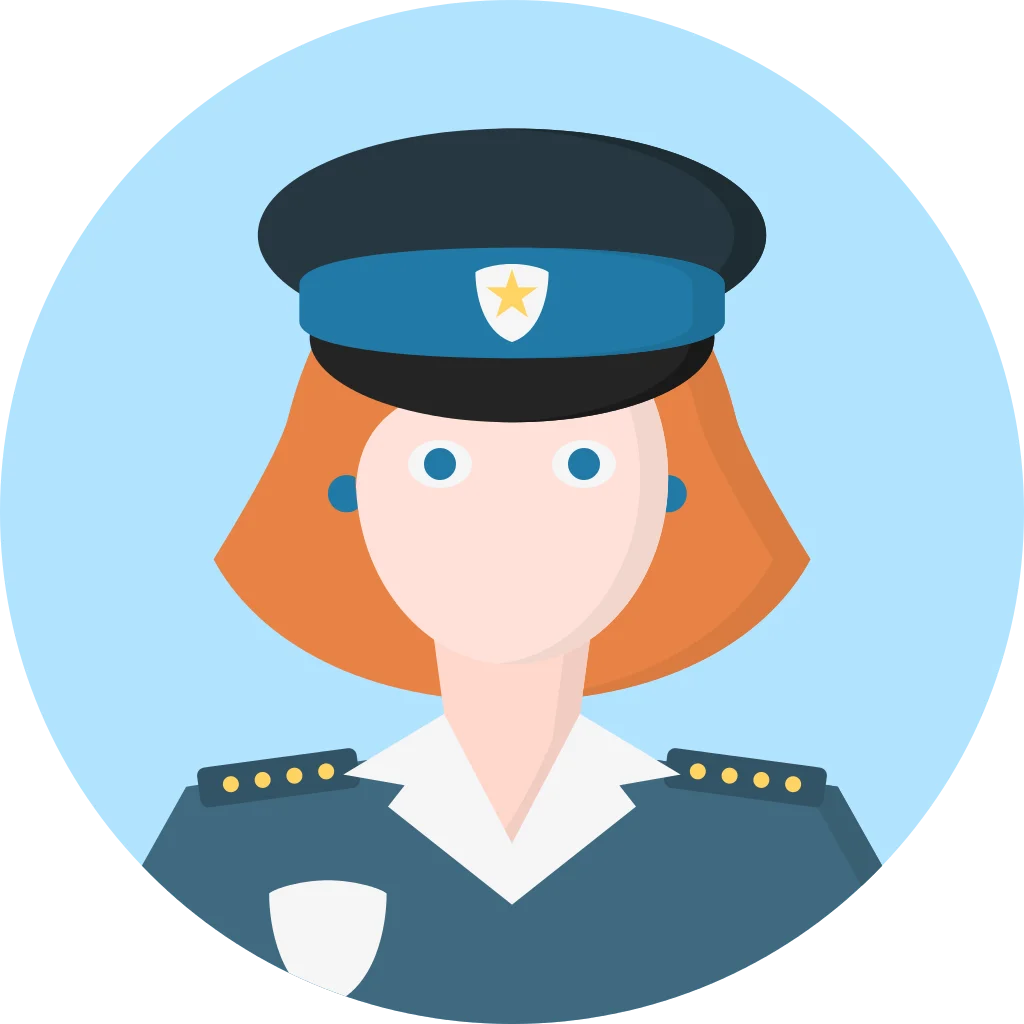 Friendly Female Police Officer Cartoon Clipart: Professional Law Enforcement Icon