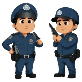 Friendly Police Officer Clipart Characters in Professional Uniform Design