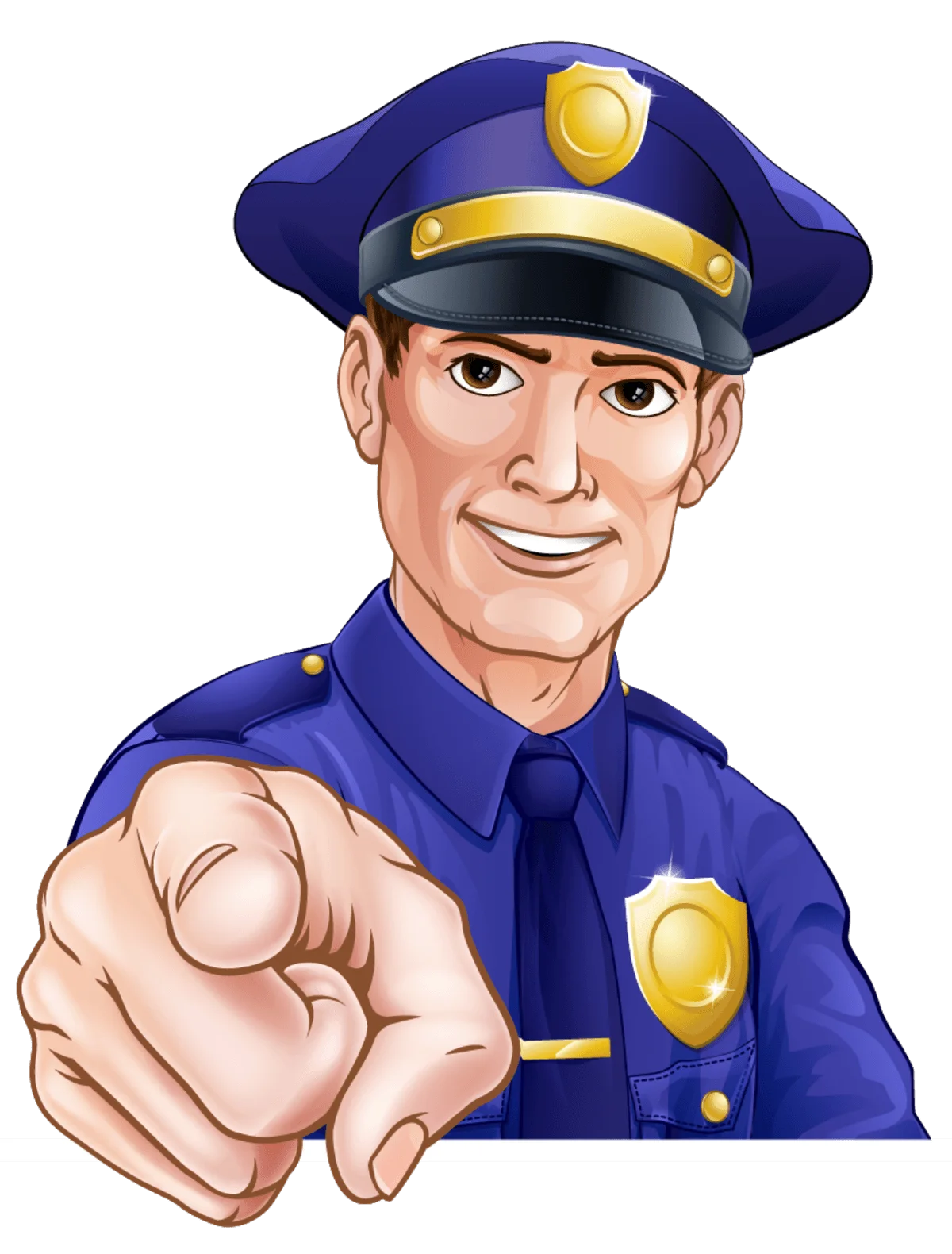 Friendly Police Officer Clipart Illustration Pointing Directly at Viewer