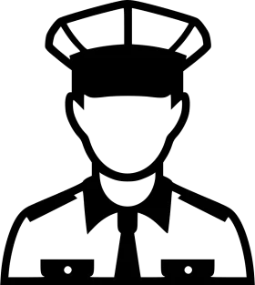 Minimalist Black and White Police Officer Clipart Silhouette Design