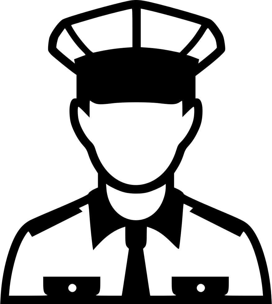 Minimalist Black and White Police Officer Clipart Silhouette Design