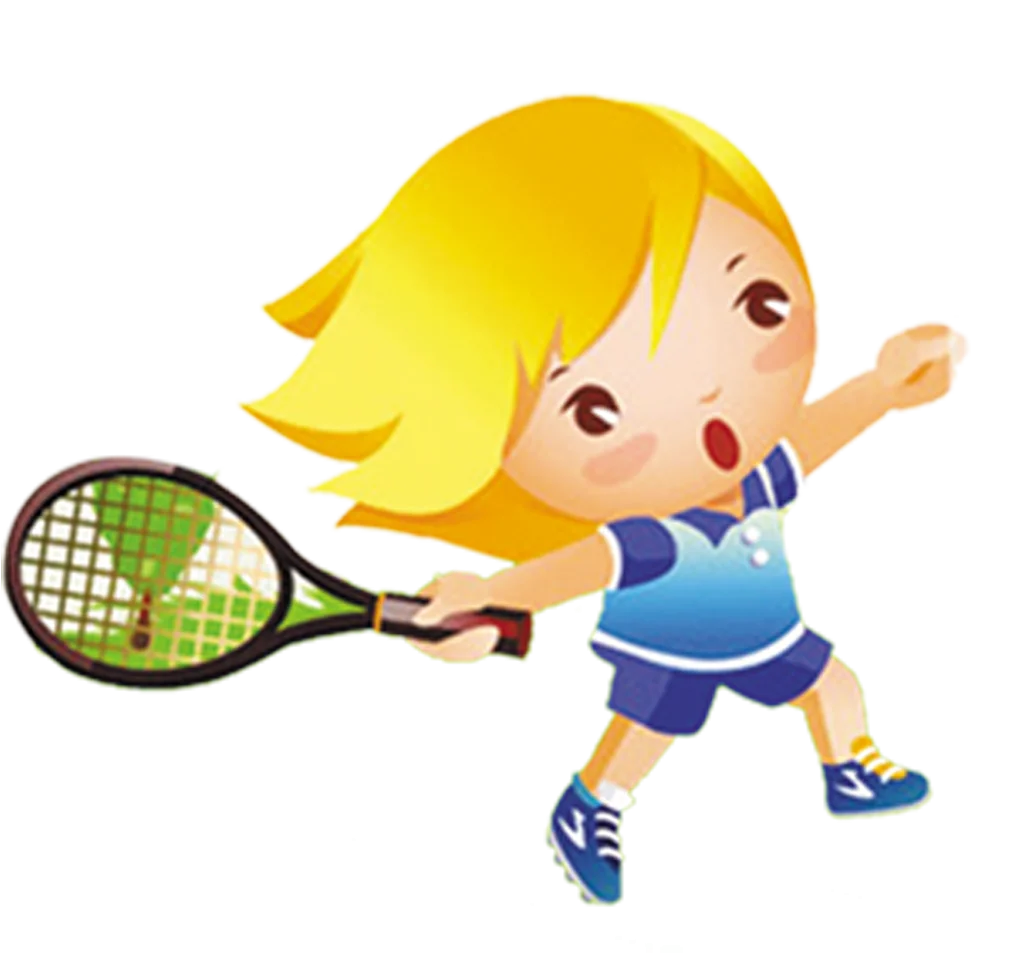 Playful Young Tennis Player Cartoon Clipart with Dynamic Pose and Bright Colors