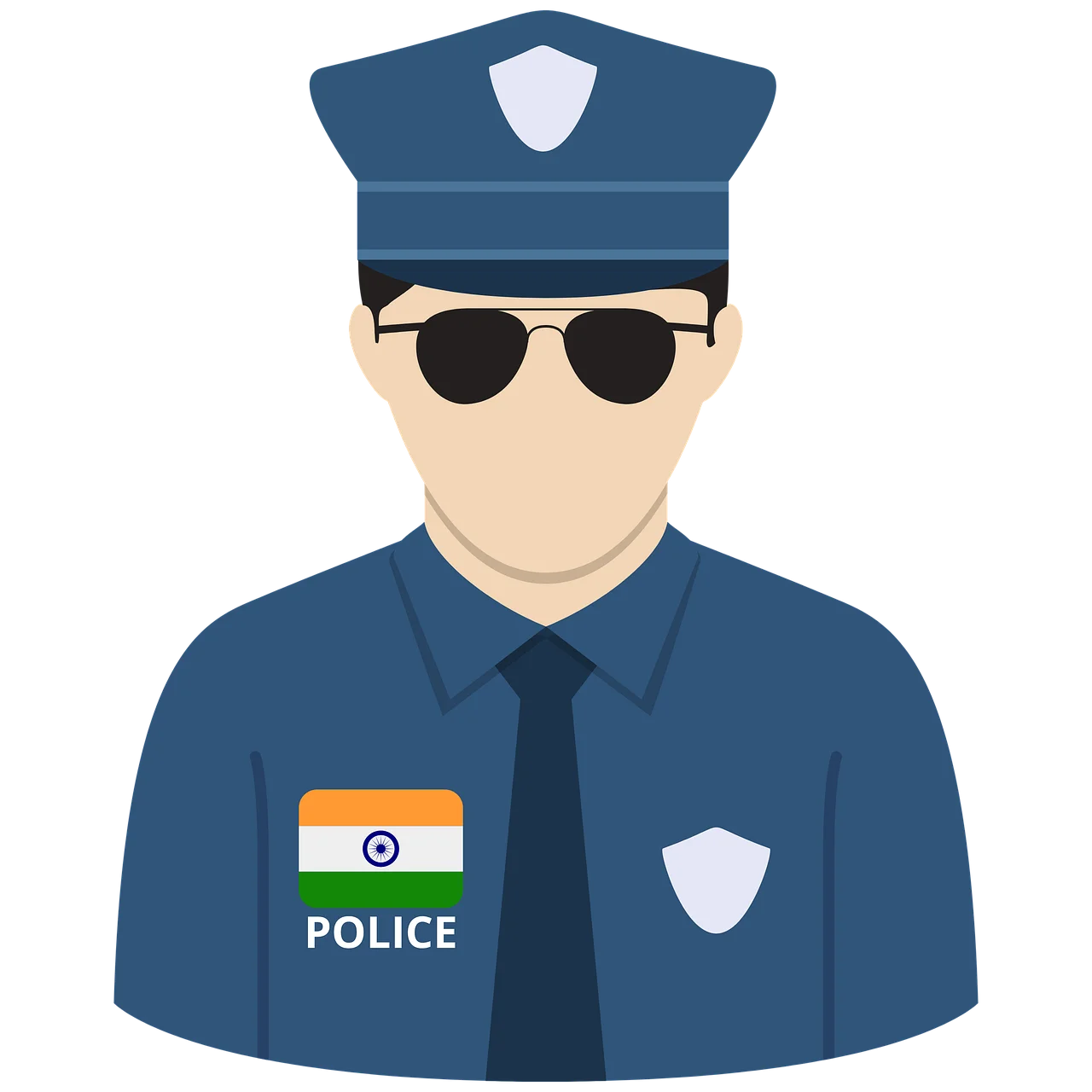 Professional Law Enforcement Officer Minimalist Police Clipart Illustration