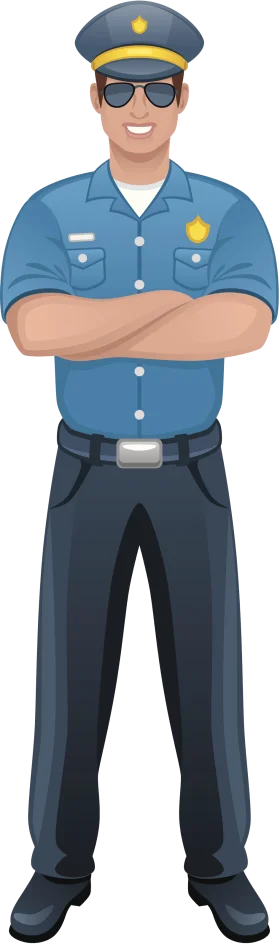 Professional Law Enforcement Officer Standing Confidently in Stylish Police Clipart Illustration