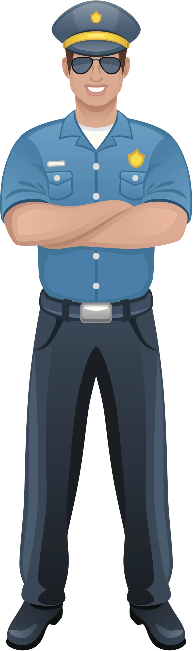 Professional Law Enforcement Officer Standing Confidently in Stylish Police Clipart Illustration