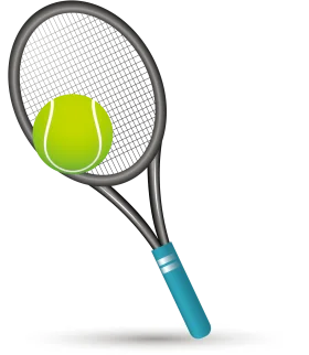 Professional Tennis Racket and Bright Green Ball Stylized Clipart Illustration
