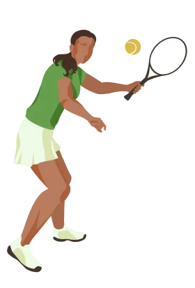 Stylized Female Tennis Player in Green and White Clipart Illustration