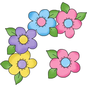 Whimsical Pastel Spring Flower Clipart with Soft Color Palette and Simple Design
