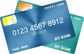 Blue and Green Bank Credit Card Clipart Design with Chip and Numbers