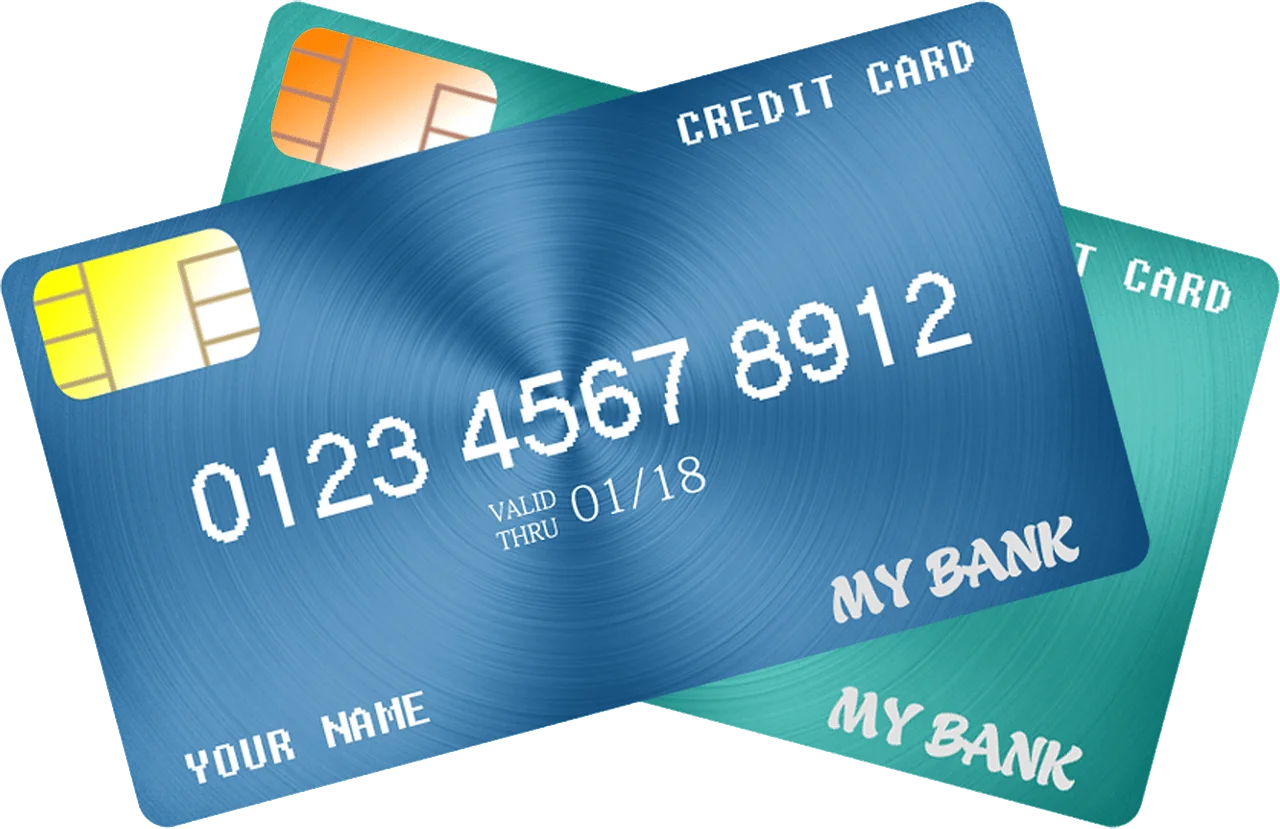 Blue and Green Bank Credit Card Clipart Design with Chip and Numbers